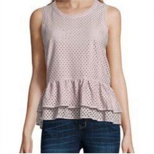 a.n.a Pink Sleeveless Peplum Tank Top